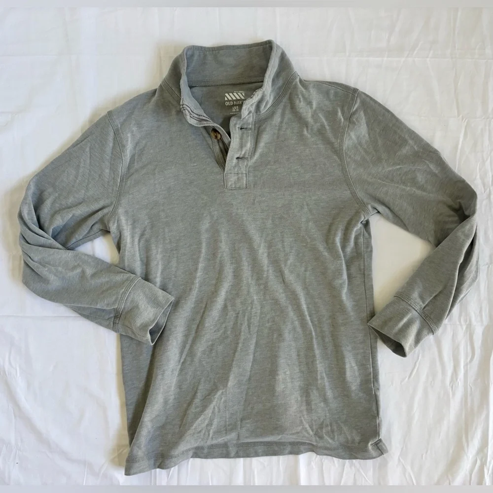 Old Navy Boys Button Front Pullover in Blue Greige Sz L 10/12